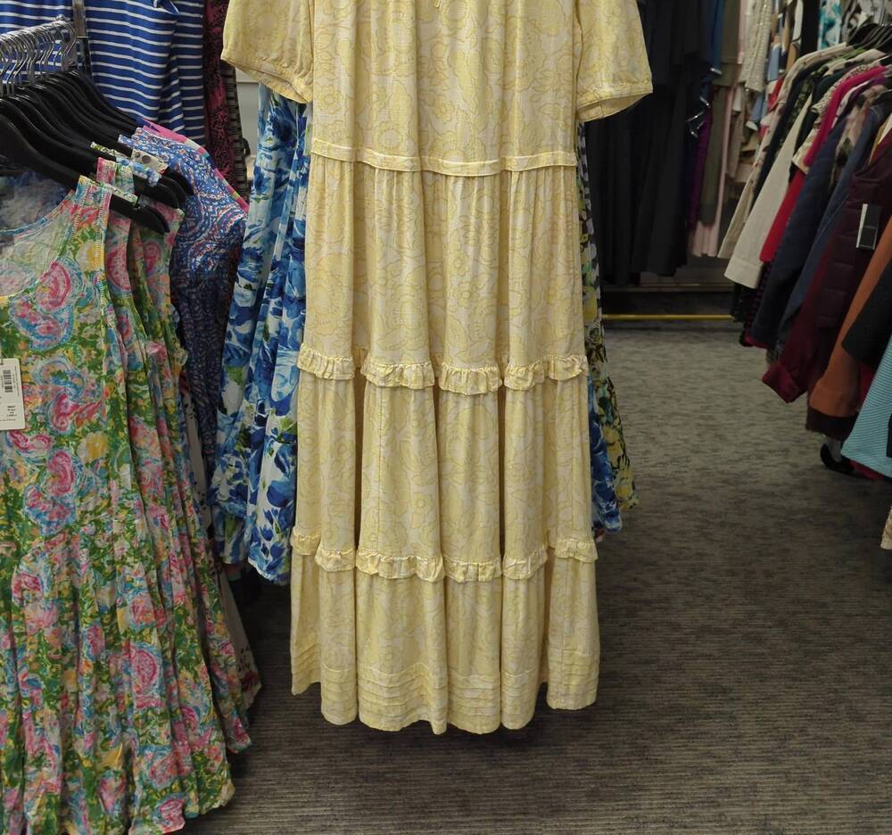 NEW WHITE STUFF women's rosie linen blend dress in yellow